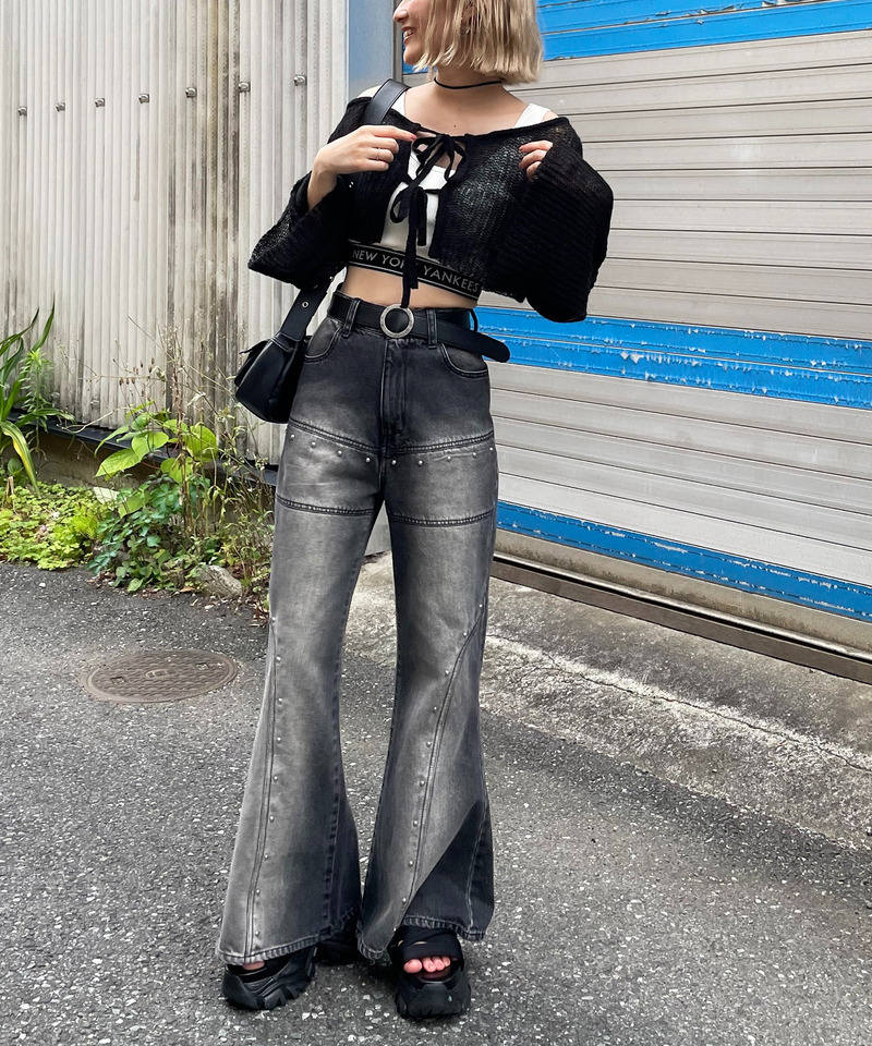 モヘアタッチニットショートカーディガン 詳細画像 ブラック 2