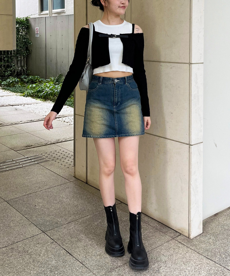 ベルト付きニットアンサンブルタンクセット 詳細画像 ブラック 2