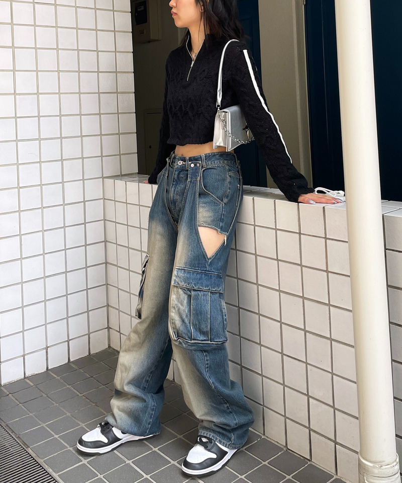 透かし編みニットラインリボントップス 詳細画像 ブラック 5