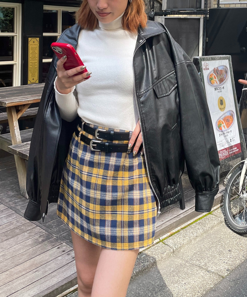 チェックマイクロミニスカート 詳細画像 イエロー系 2