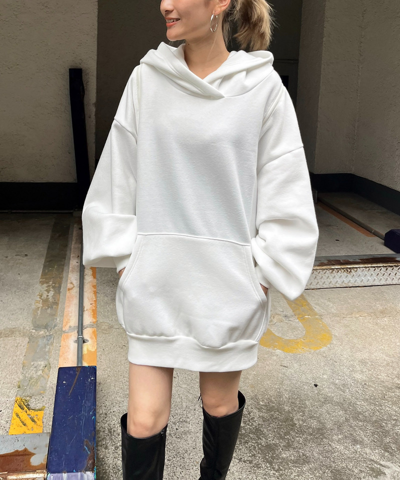 オープンショルダーZIPパーカー 詳細画像 ホワイト 3