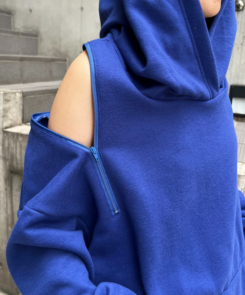 オープンショルダーZIPパーカー 詳細画像 ブルー 5