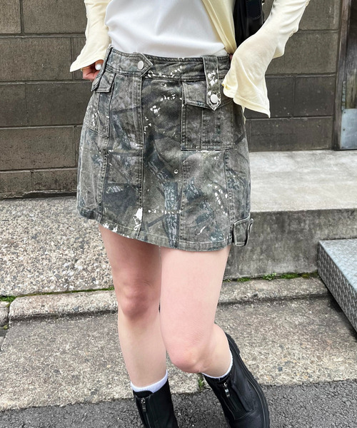 ヴィンテージウォッシュカモフラカーゴスカート 詳細画像
