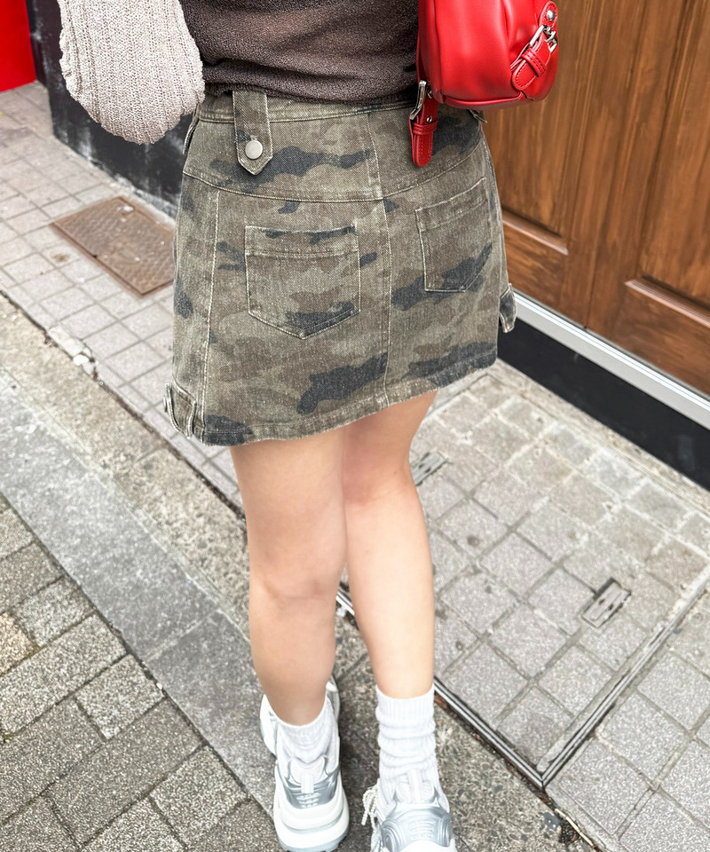 ヴィンテージウォッシュカモフラカーゴスカート 詳細画像 カーキ系 6