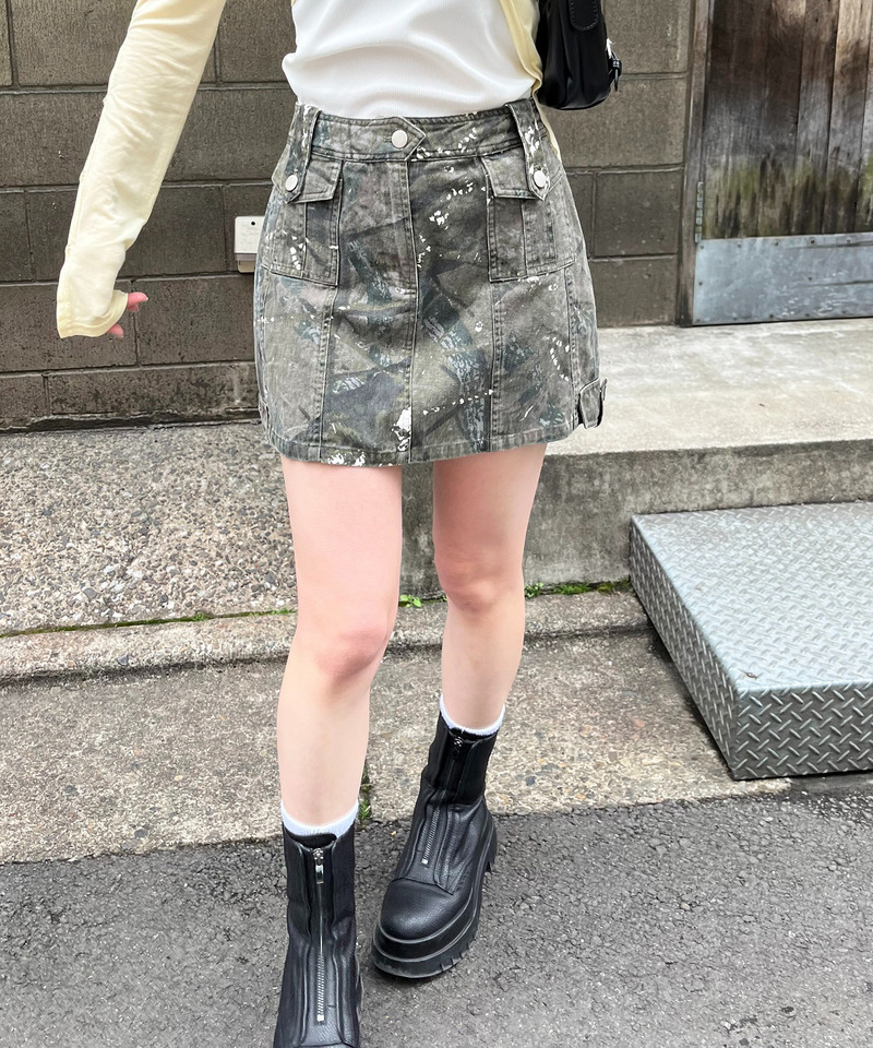 ヴィンテージウォッシュカモフラカーゴスカート 詳細画像 グレー系 4
