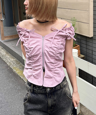 オフショルZIPブラウス