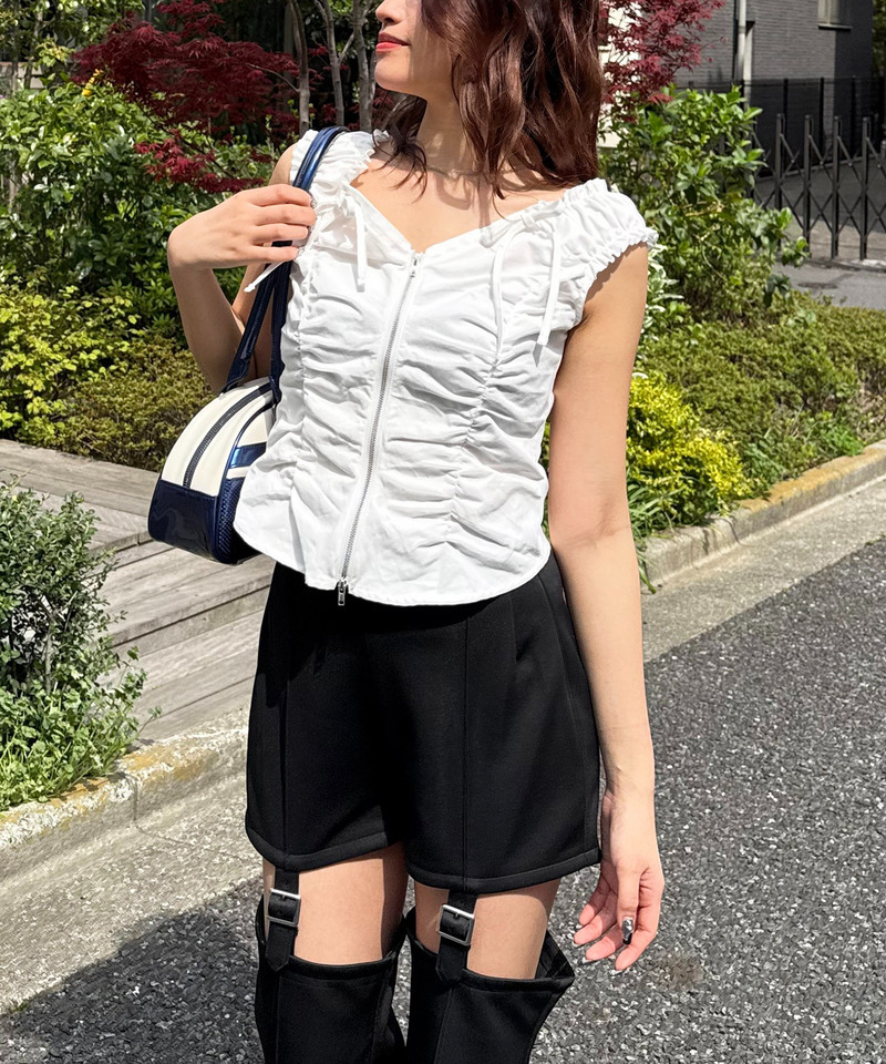 オフショルZIPブラウス 詳細画像 ホワイト 4
