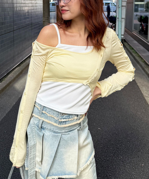 ワンショルレイヤードトップス 詳細画像