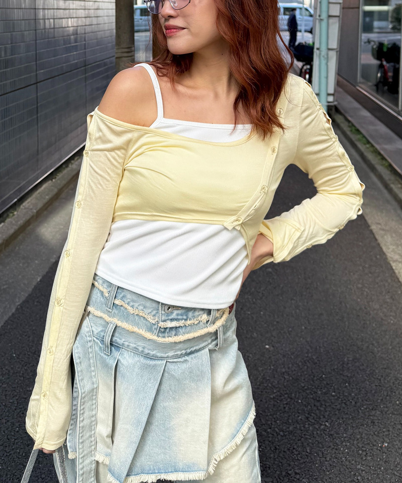ワンショルレイヤードトップス 詳細画像 イエロー 1