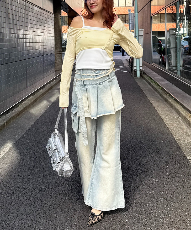 ワンショルレイヤードトップス 詳細画像 イエロー 2