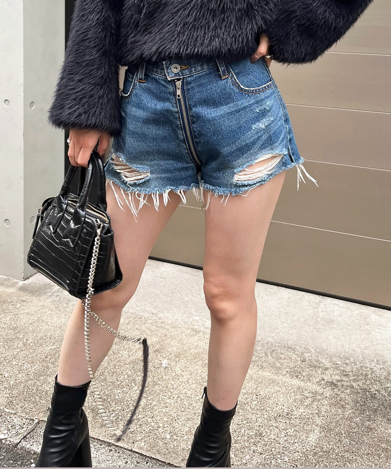フルジップデニムショートパンツ 詳細画像 インディゴ 7