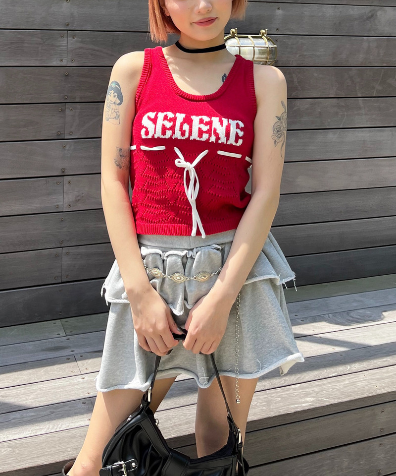 SELENEリボンノースリニット 詳細画像 レッド 3