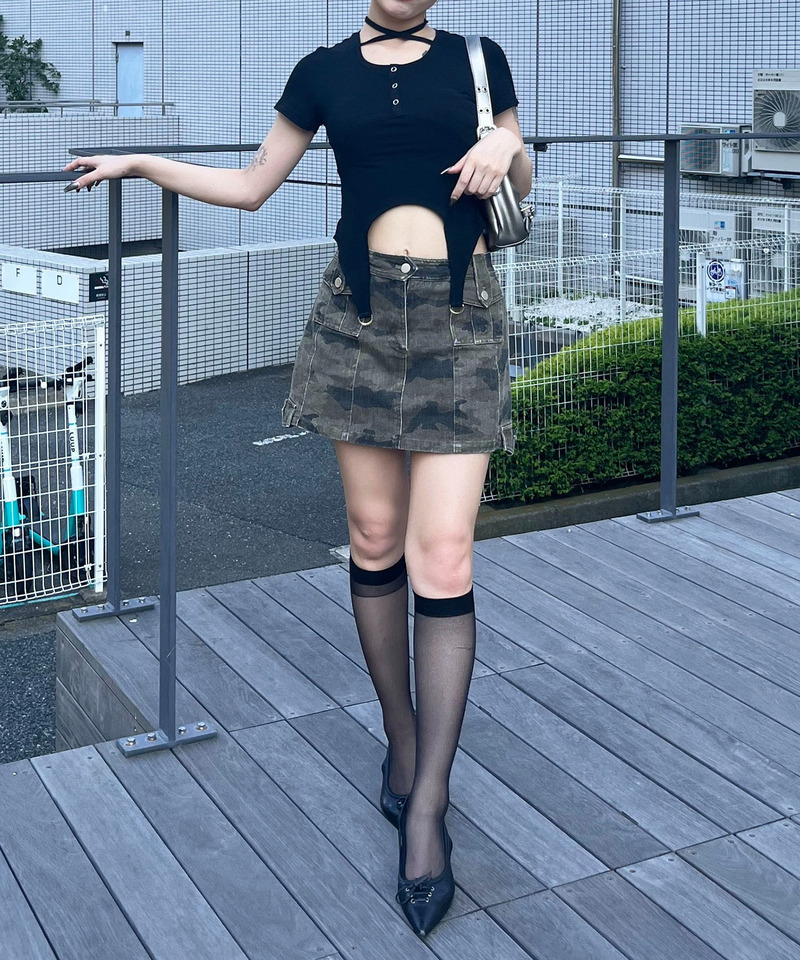 ヘンリーネックヘムフレアトップス 詳細画像 ブラック 2
