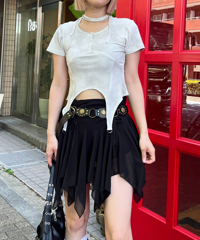 ヘンリーネックヘムフレアトップス 詳細画像 グレー系 5
