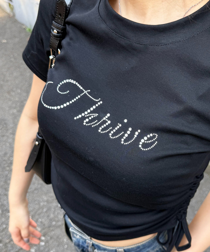 ラインストーンちびTシャツ 詳細画像 ブラック 3