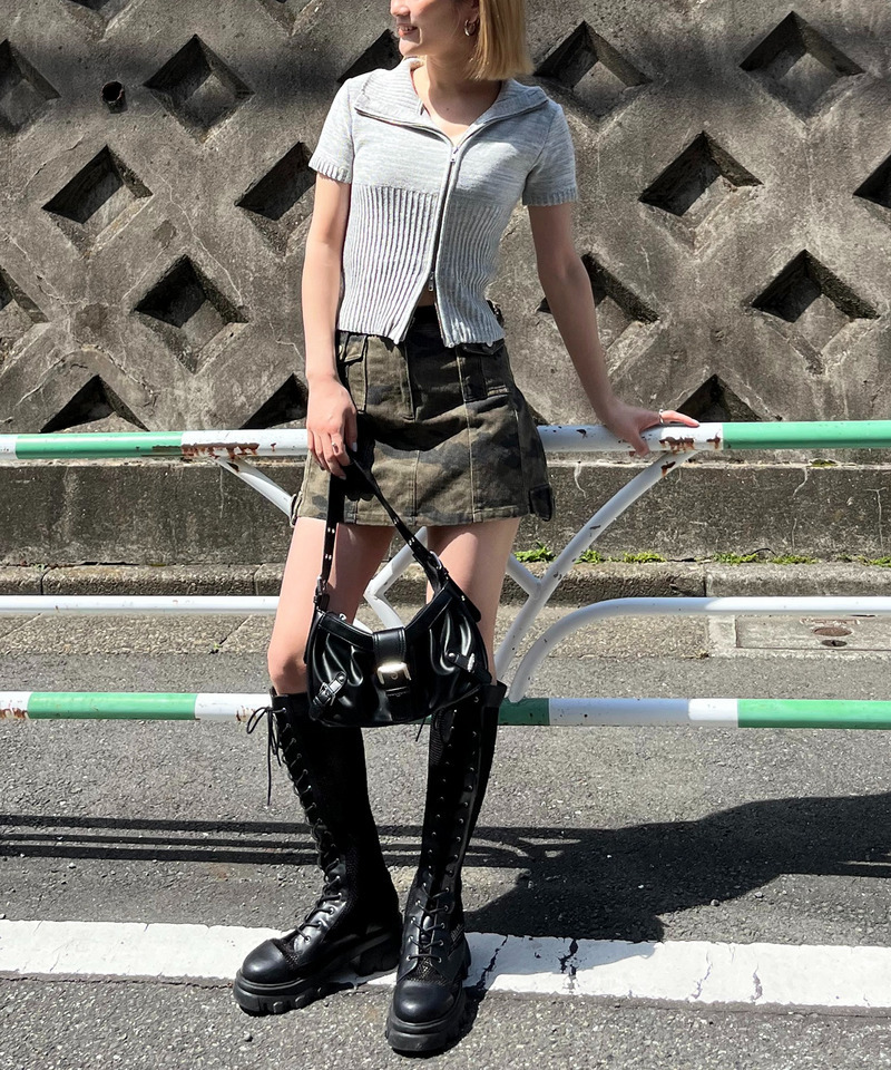 アシメダブルZIPニットトップス 詳細画像 グレー 3