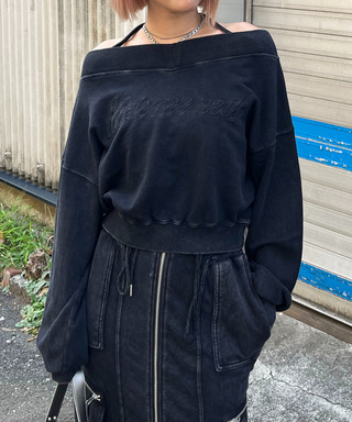 チョーカーオフショルロゴトップス