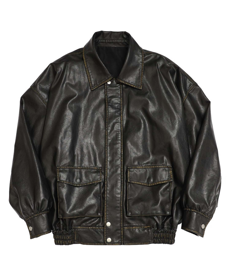 ヴィンテージ風レザーブルゾン 詳細画像 ブラック 27