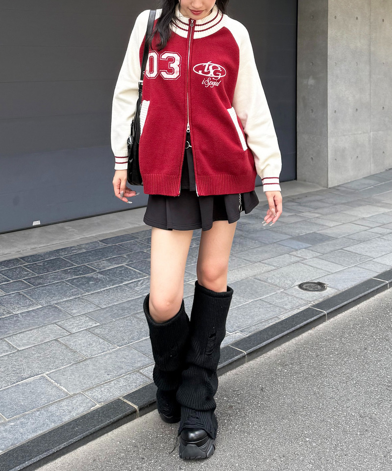 【iScreamコラボ】ナンバリングZIPニットカーディガン 詳細画像 レッド 10