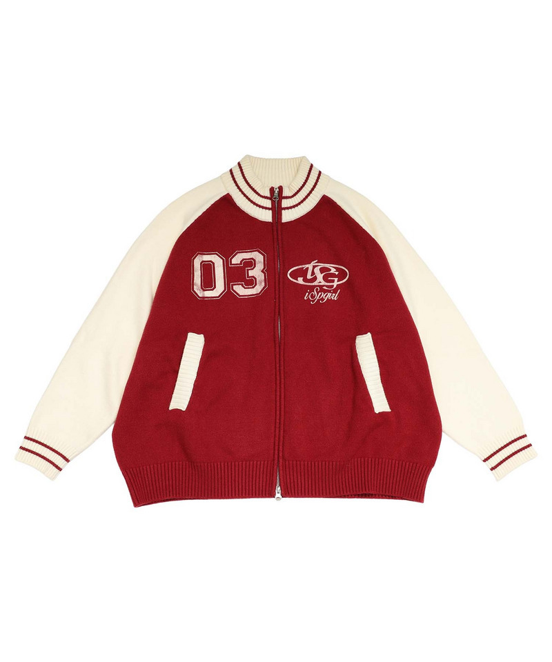【iScreamコラボ】ナンバリングZIPニットカーディガン 詳細画像 レッド 18