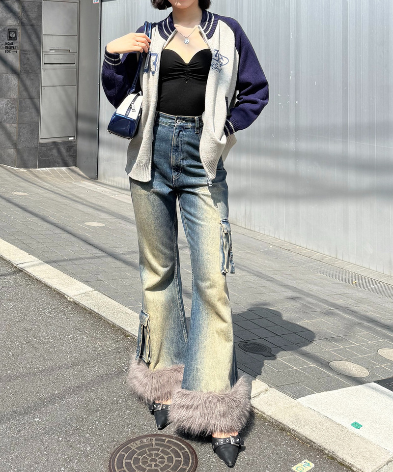 【iScreamコラボ】ナンバリングZIPニットカーディガン 詳細画像 グレー 8