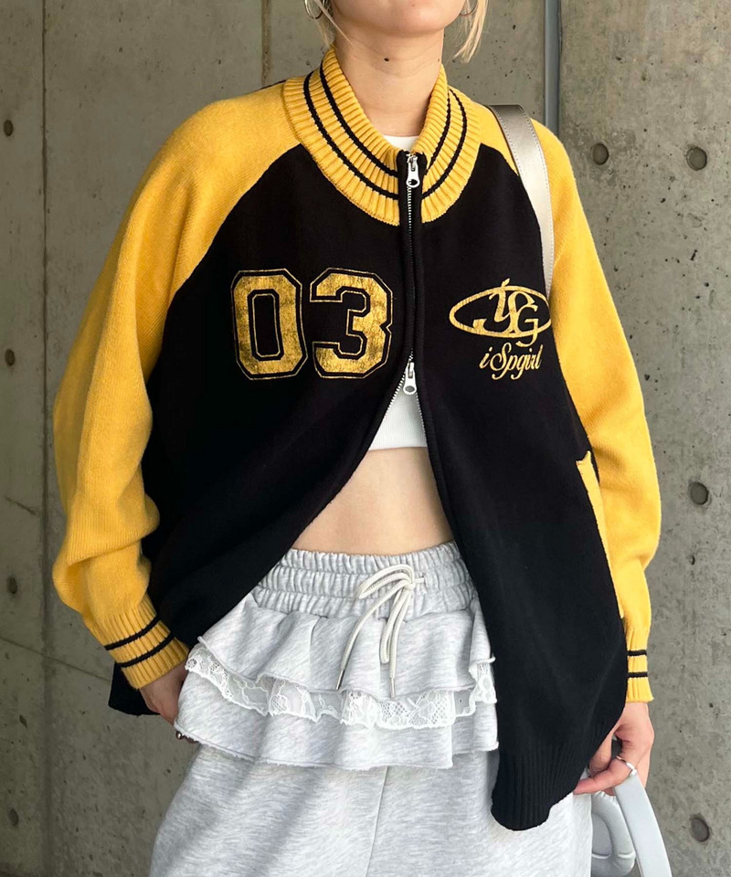 【iScreamコラボ】ナンバリングZIPニットカーディガン 詳細画像 ブラック 5