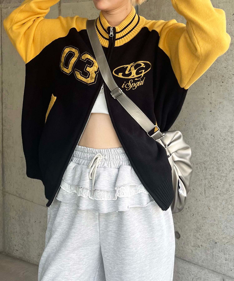 【iScreamコラボ】ナンバリングZIPニットカーディガン 詳細画像 ブラック 7