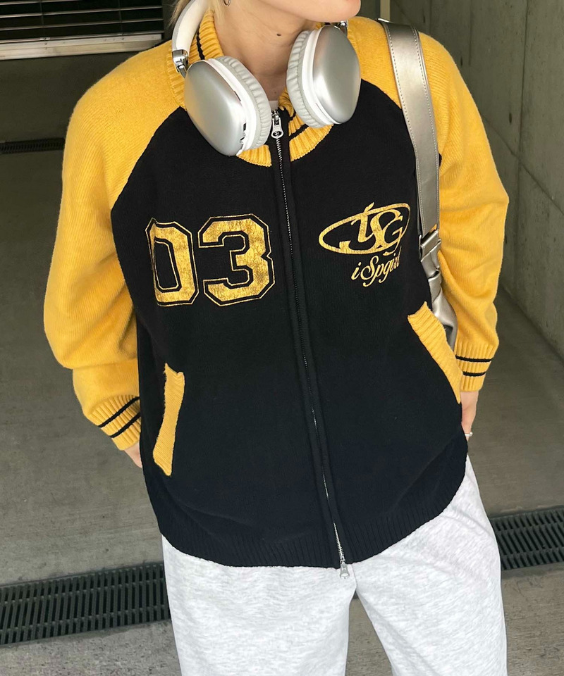 【iScreamコラボ】ナンバリングZIPニットカーディガン 詳細画像 ブラック 8