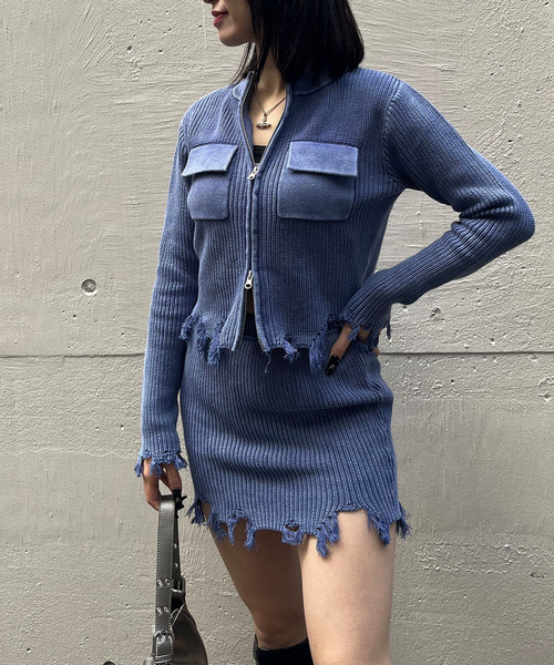 ピグメントダメージニット 詳細画像