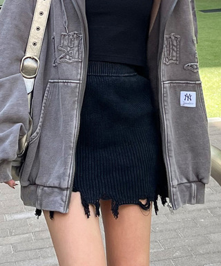 ピグメントダメージニッットスカート