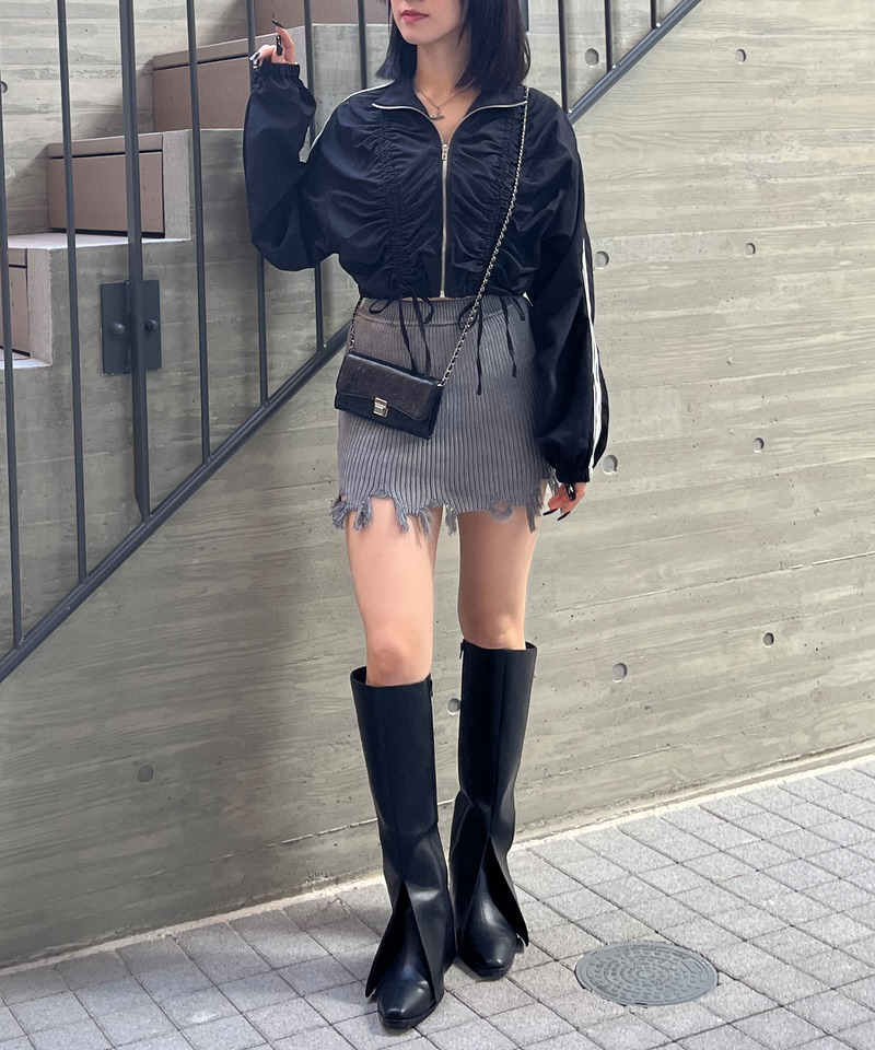 ピグメントダメージニッットスカート 詳細画像 グレー 3