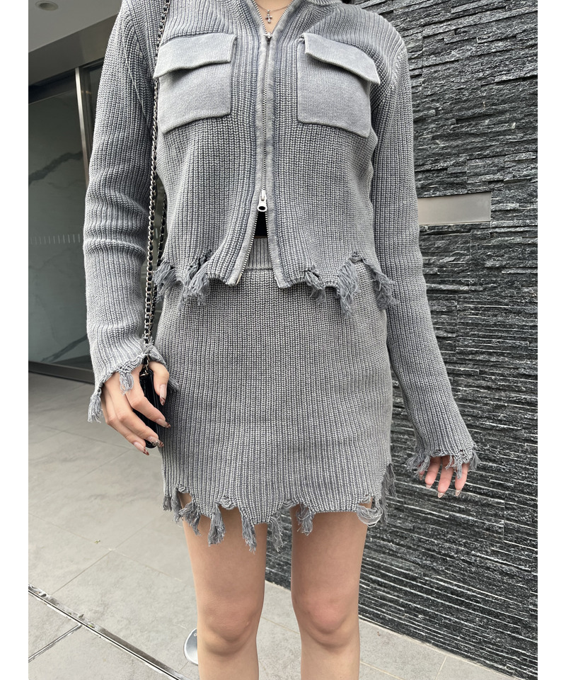 ピグメントダメージニッットスカート 詳細画像 グレー 4