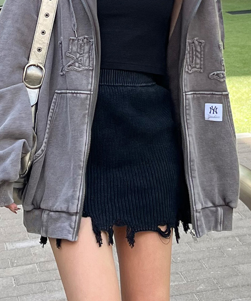 ピグメントダメージニッットスカート 詳細画像 ブラック 1