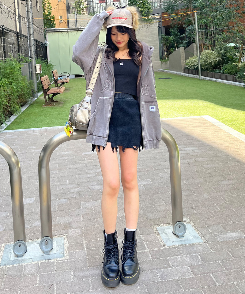 ピグメントダメージニッットスカート 詳細画像 ブラック 2