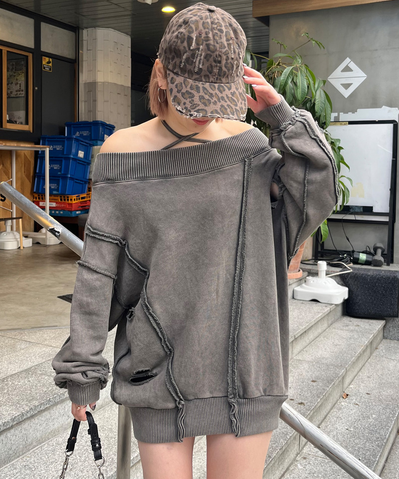 チョーカーピグメントオーバーチュニック 詳細画像 ブラウン 1