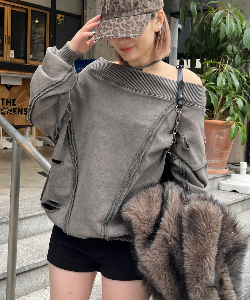 チョーカーピグメントオーバーチュニック 詳細画像 ブラウン 2