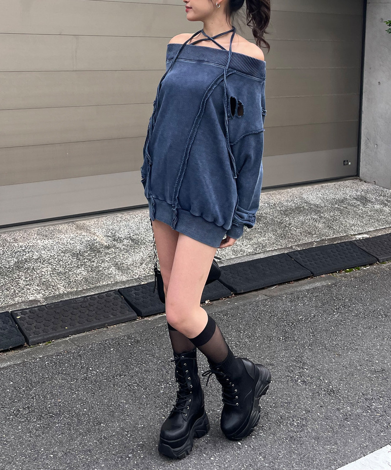 チョーカーピグメントオーバーチュニック 詳細画像 ブルー 2