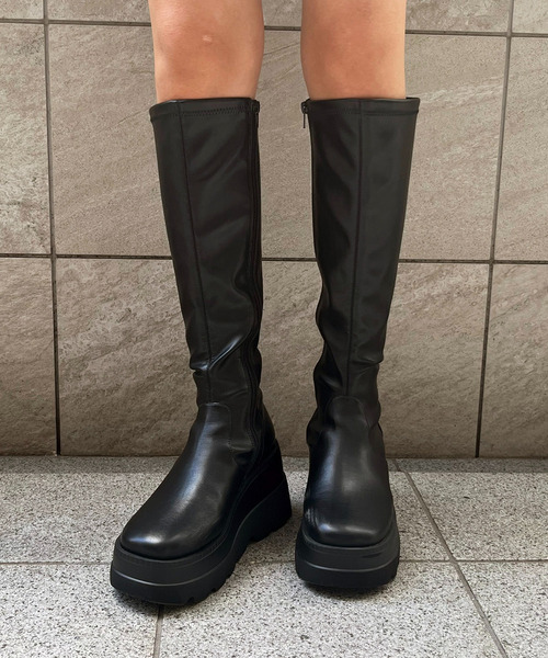 美脚厚底ミドルブーツ 詳細画像
