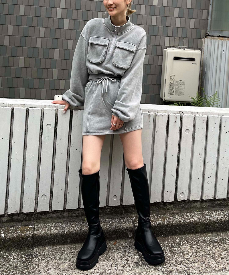 美脚厚底ミドルブーツ 詳細画像 ブラック 12