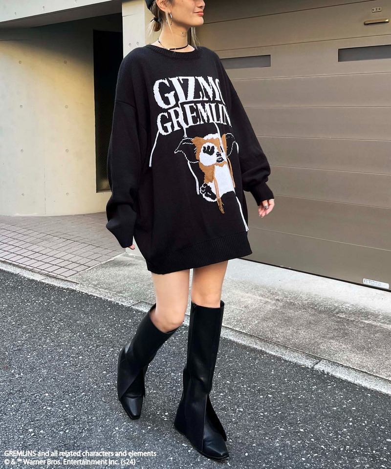 【GREMLINS/グレムリン】フリンジジャガードニット 詳細画像 ブラック 5