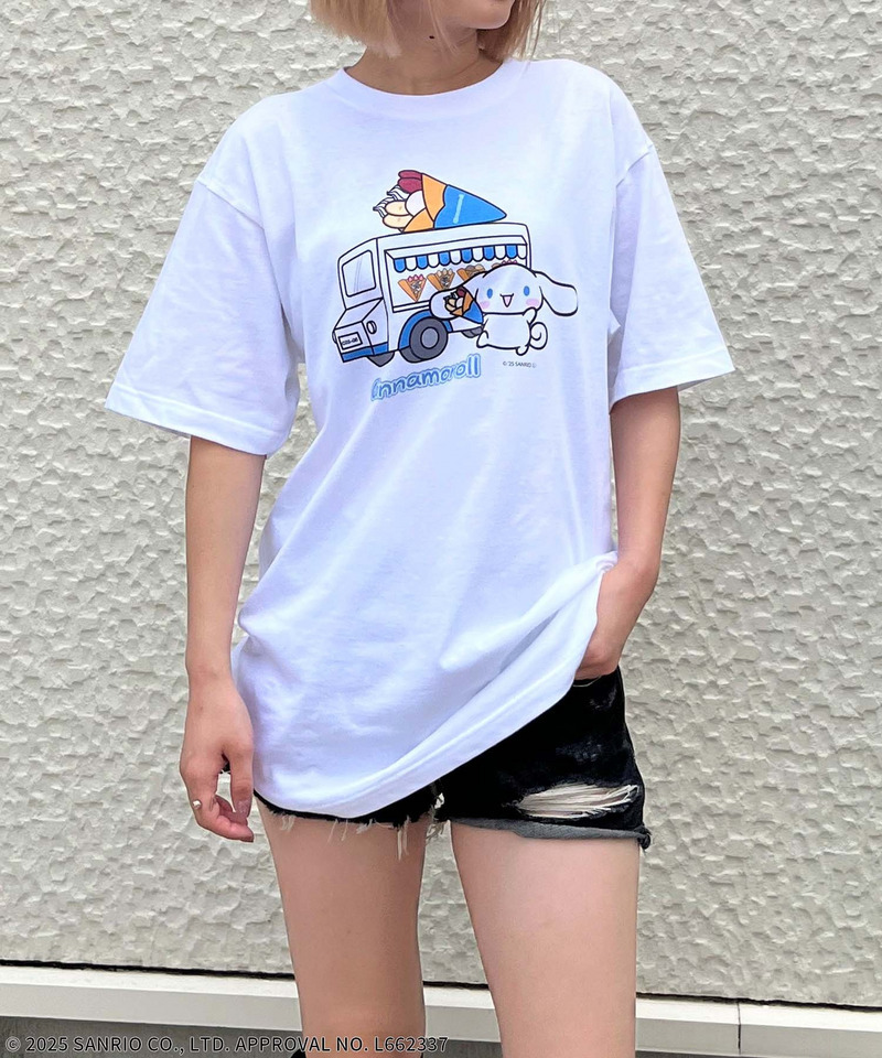 【Sanrio characters/サンリオキャラクターズ】シナモロールスーベニアTシャツ 詳細画像 ホワイト 3