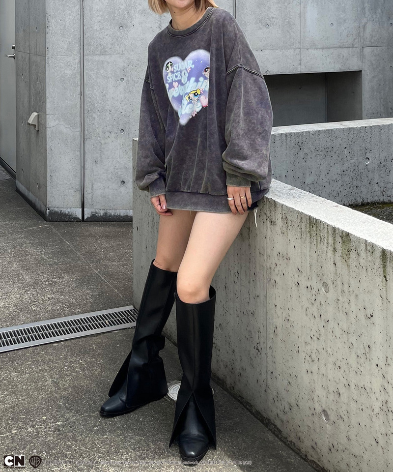 【THE POWERPUFF GIRLS】ピグメントフロントデザインプルオーバー 詳細画像 ブルー 3
