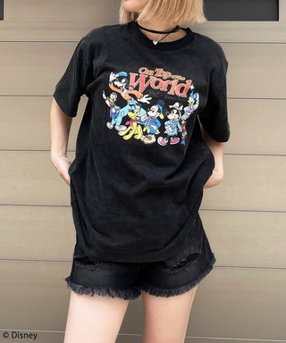 【Disney/ディズニー/ミッキー&フレンズ】ヴィンテージ風ピグメントTシャツ