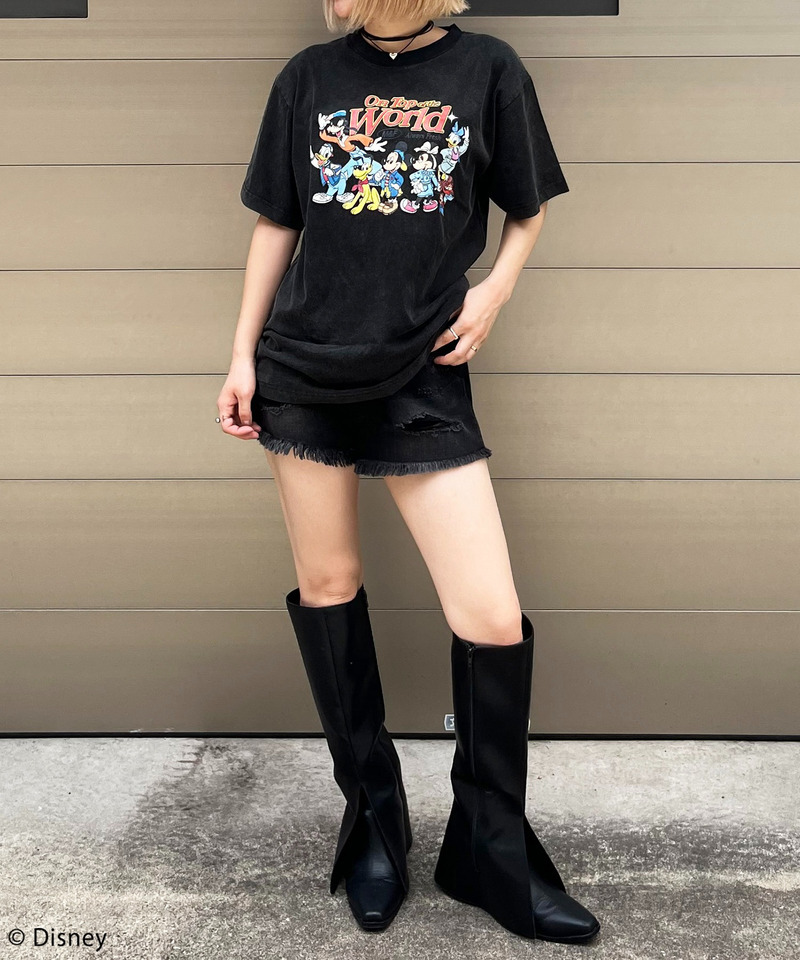 【Disney/ディズニー/ミッキー&フレンズ】ヴィンテージ風ピグメントTシャツ 詳細画像 ブラック 2