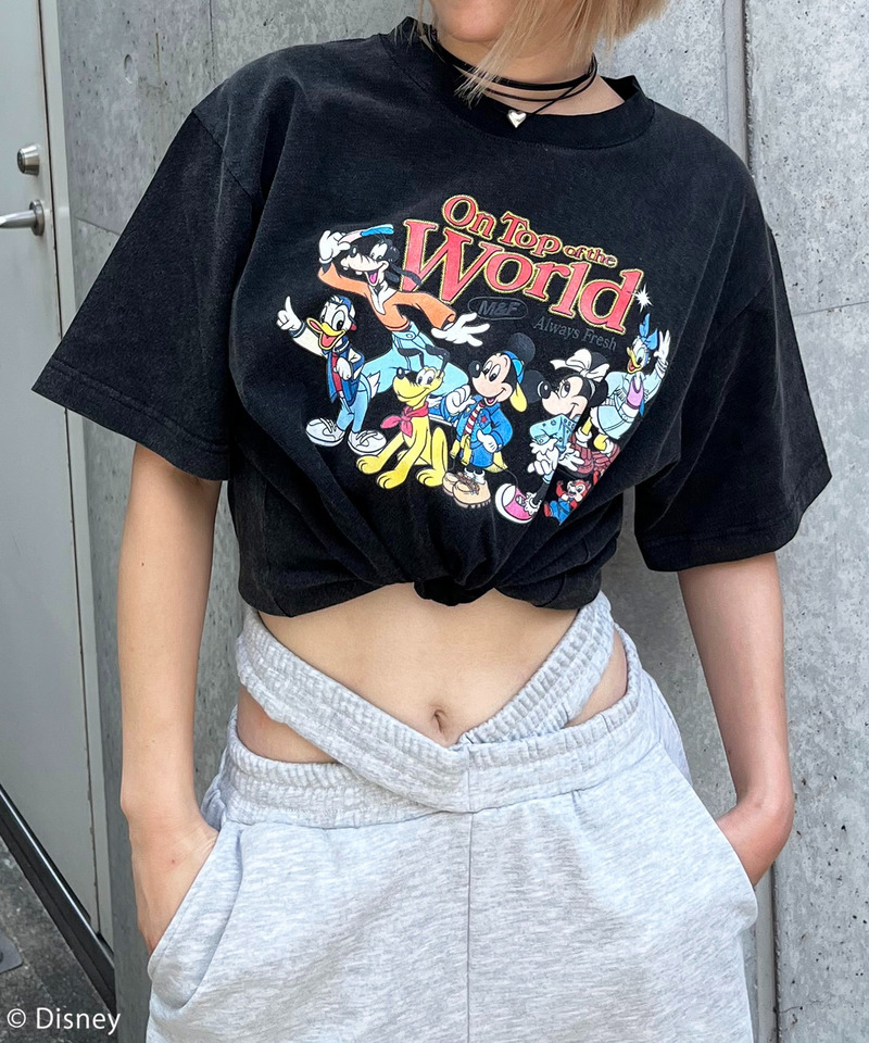 【Disney/ディズニー/ミッキー&フレンズ】ヴィンテージ風ピグメントTシャツ 詳細画像 ブラック 3