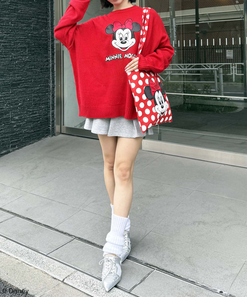 【Disney/ディズニー/ミニーマウス】サテン刺しゅうニット 詳細画像 レッド 13