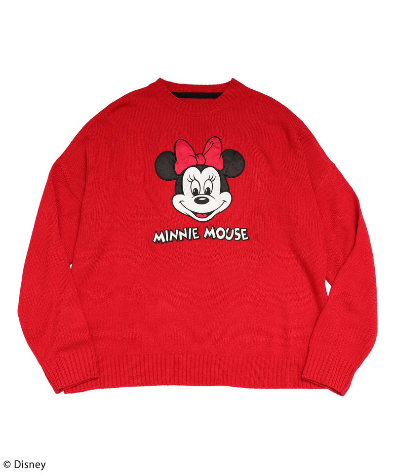【Disney/ディズニー/ミニーマウス】サテン刺しゅうニット 詳細画像 レッド 14