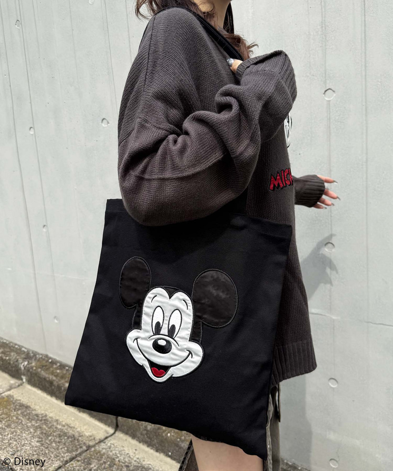 【Disney/ディズニー/ミッキーマウス】サテン刺しゅうトートバッグ 詳細画像 ブラック 4