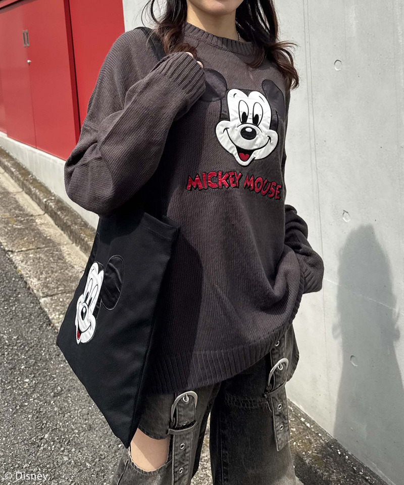 【Disney/ディズニー/ミッキーマウス】サテン刺しゅうトートバッグ 詳細画像 ブラック 6