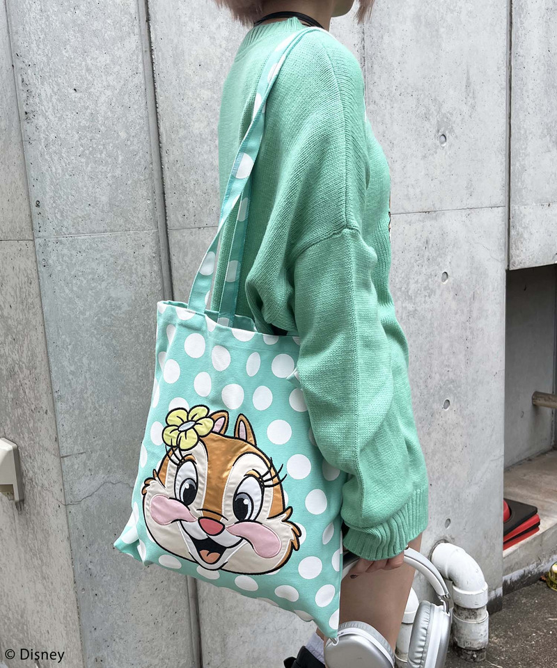 【Disney/ディズニー/クラリス】サテン刺しゅうトートバッグ 詳細画像 グリーン 3